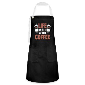 Café Espresso Café du matin Buveur Americano - Tablier contrasté - noir/blanc - Devant - Zoe (177cm)