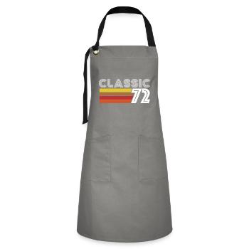 Classic 72 Anniversary Jahrgang 1972 - Kontrastschürze - Grau/Schwarz - Vorne - Zoe (177cm)