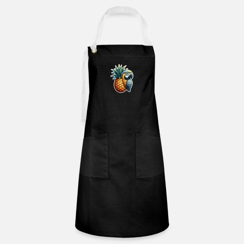 Parrot on a pineapple - Artisan Apron - black/white