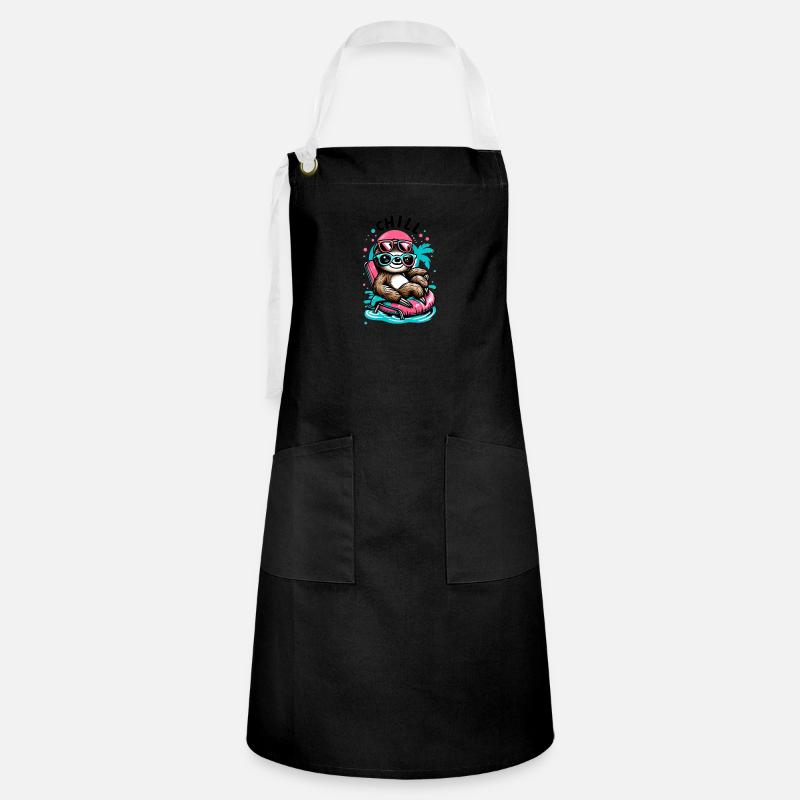Chill Sloth - Artisan Apron - black/white
