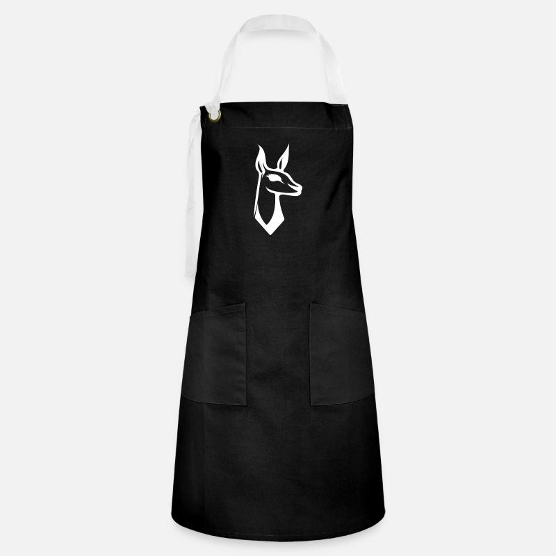 Cute llama logo style - Artisan Apron - black/white