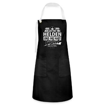 Every era has its heroes You have Gisbert - Artisan Apron - black/white - Front - Zoe (177cm)