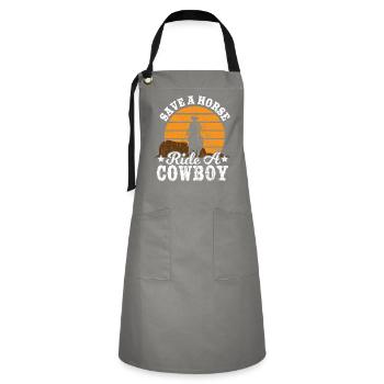 Red een paard rit Cowboy - Texas - Contrasterende schort - grijs/zwart - Voor - Zoe (177cm)