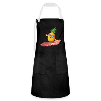 Ananas drôle cool sur l’onde de bacon - Tablier contrasté - noir/blanc - Devant - Zoe (177cm)