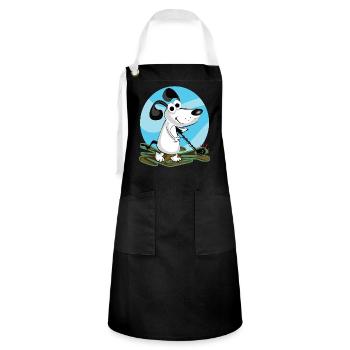 Comic dog probes with metal detector - Artisan Apron - black/white - Front - Zoe (177cm)