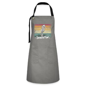 sea horse - Artisan Apron - grey/black - Front - Zoe (177cm)