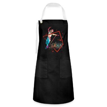 Slackline Polygon Geschenk - Kontrastschürze - Schwarz/Weiß - Vorne - Zoe (177cm)