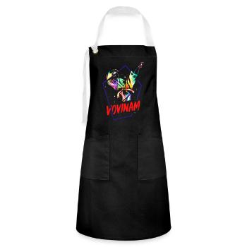 Vovinam Geschenk - Kontrastschürze - Schwarz/Weiß - Vorne - Zoe (177cm)