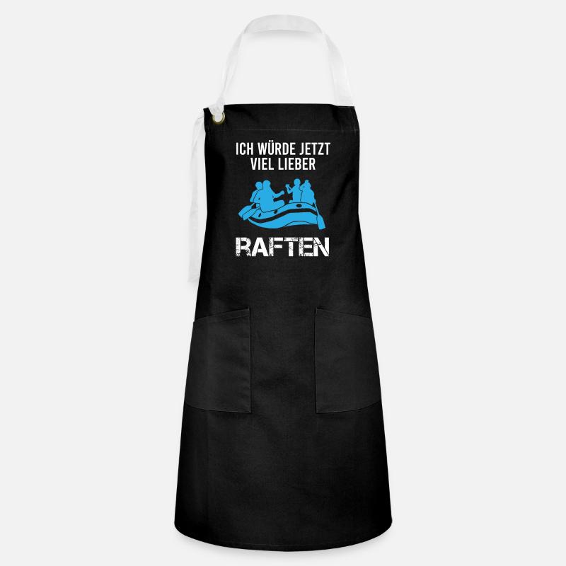 Rafting Wildwasserboot Lustiger Spruch Geschenk - Kontrastschürze - Schwarz/Weiß