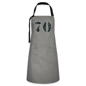 Military Style Birthday Number 70 Gift - Artisan Apron - grey/black - Front - Zoe (177cm)