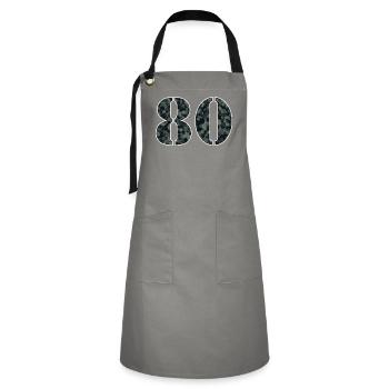 Military Style Birthday Number 80 Gift - Artisan Apron - grey/black - Front - Zoe (177cm)