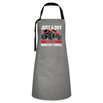 Garçon Monster Truck Passion Cadeau - Tablier contrasté - gris/noir - Devant - Zoe (177cm)