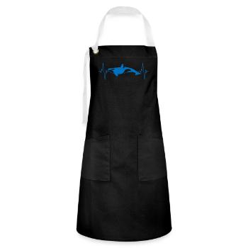 Killer whale heartbeat love for the sea - Artisan Apron - black/white - Front - Zoe (177cm)