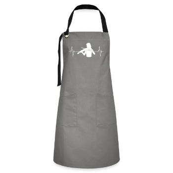 Heartbeat Violin Music Passion Gift - Artisan Apron - grey/black - Front - Zoe (177cm)