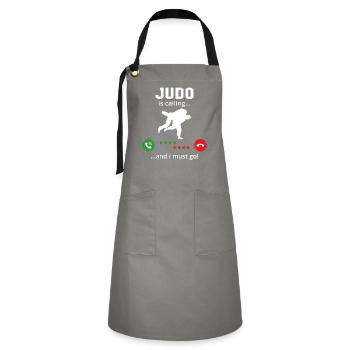 Judo is calling and i must go - Artisan Apron - grey/black - Front - Zoe (177cm)