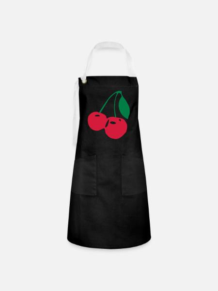 Kirschen Cherry - Kontrastschürze - Schwarz/Weiß