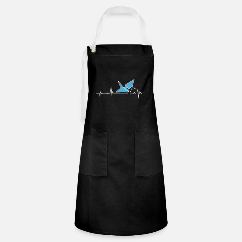 Origami Heartbeat Pulse - Artisan Apron - black/white