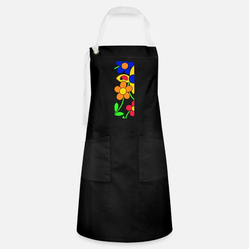 Ladybug with flowers - Artisan Apron - black/white