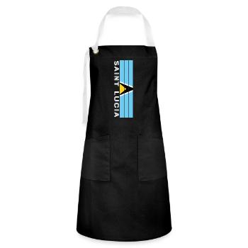 St. Lucia country color in stripes - Artisan Apron - black/white - Front - Zoe (177cm)