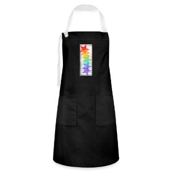 Regenbogen Sterne Stolz - Kontrastschürze - Schwarz/Weiß - Vorne - Zoe (177cm)