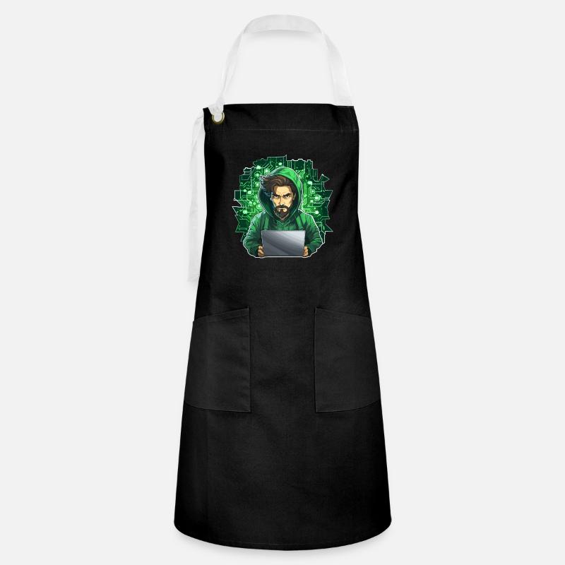 Ethical Hacker - Illustration - Artisan Apron - black/white
