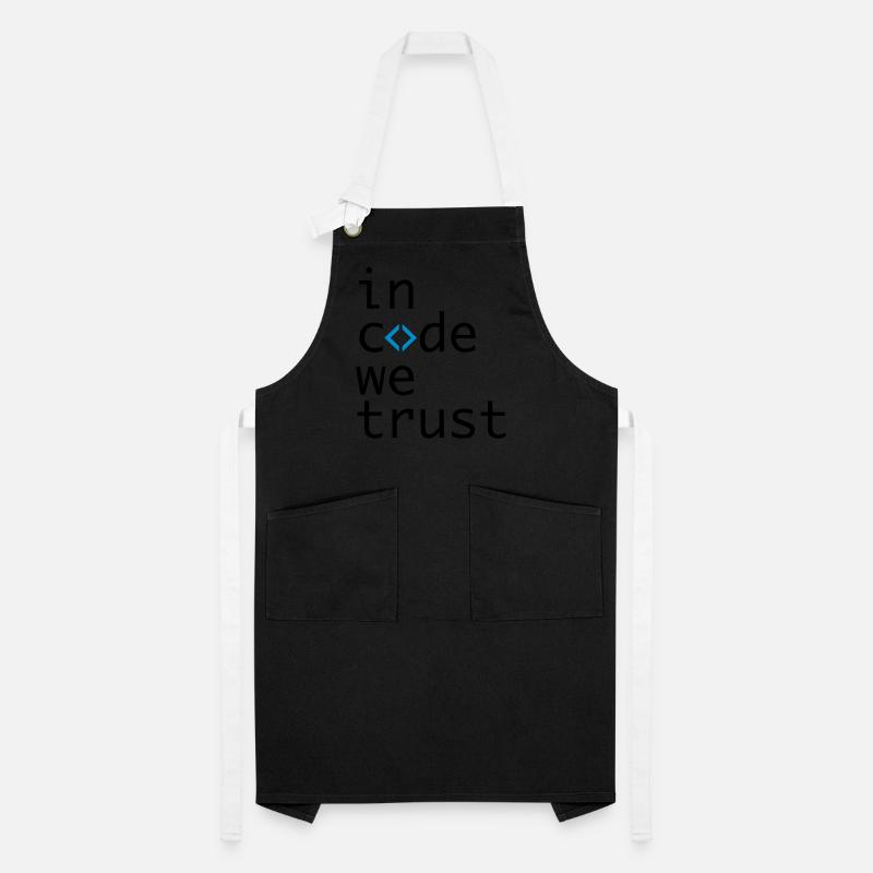 in code we trust, developer, coder Artisan Apron