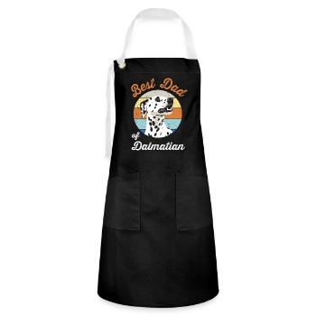 Dalmatiner Design Beste Hundepapa Vintage - Kontrastschürze - Schwarz/Weiß - Vorne - Zoe (177cm)