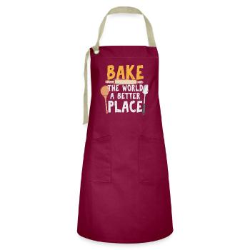 Baking as a passion baker or hobby baker - Artisan Apron - burgundy / desert sand - Front - Zoe (177cm)