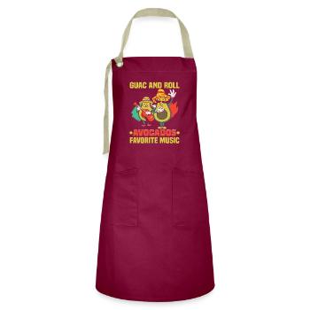 Avocado design for vegetarians and vegans - Artisan Apron - burgundy / desert sand - Front - Zoe (177cm)