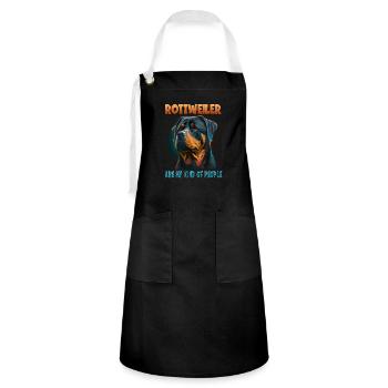 Hunde Spruch Rottweiler Design für Hundeliebhaber - Kontrastschürze - Schwarz/Weiß - Vorne - Zoe (177cm)