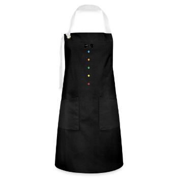 bow tie with vintage button - Artisan Apron - black/white - Front - Zoe (177cm)