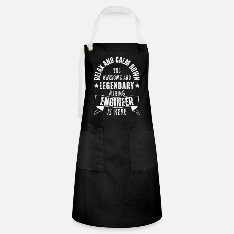 Legendary mining engineer is a profession here - Artisan Apron - black/white