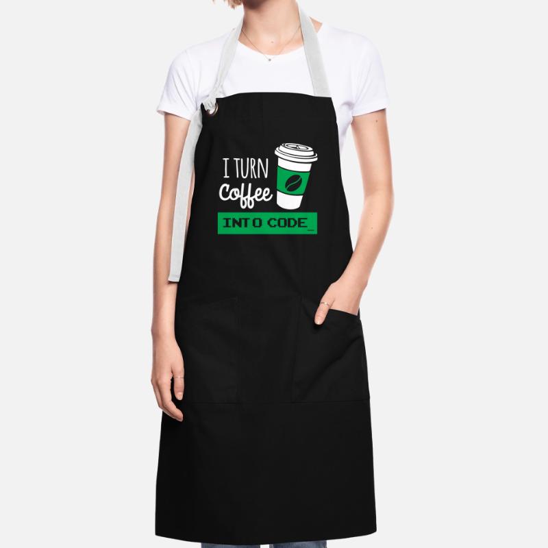 I turn coffee into code developer Tablier contrasté