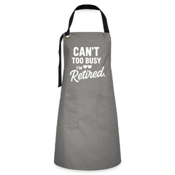 I am retired, gift for retirement - Artisan Apron - grey/black - Front - Zoe (177cm)