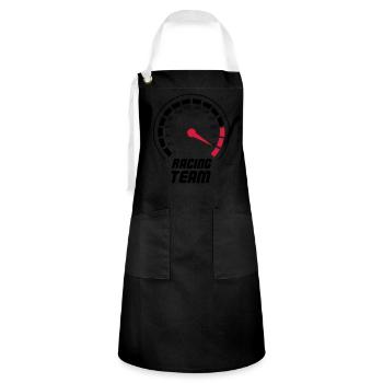 tacho racing team - Kontrastschürze - Schwarz/Weiß - Vorne - Zoe (177cm)