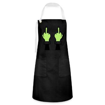 zombie hand mittelfinger 2 - Kontrastschürze - Schwarz/Weiß - Vorne - Zoe (177cm)