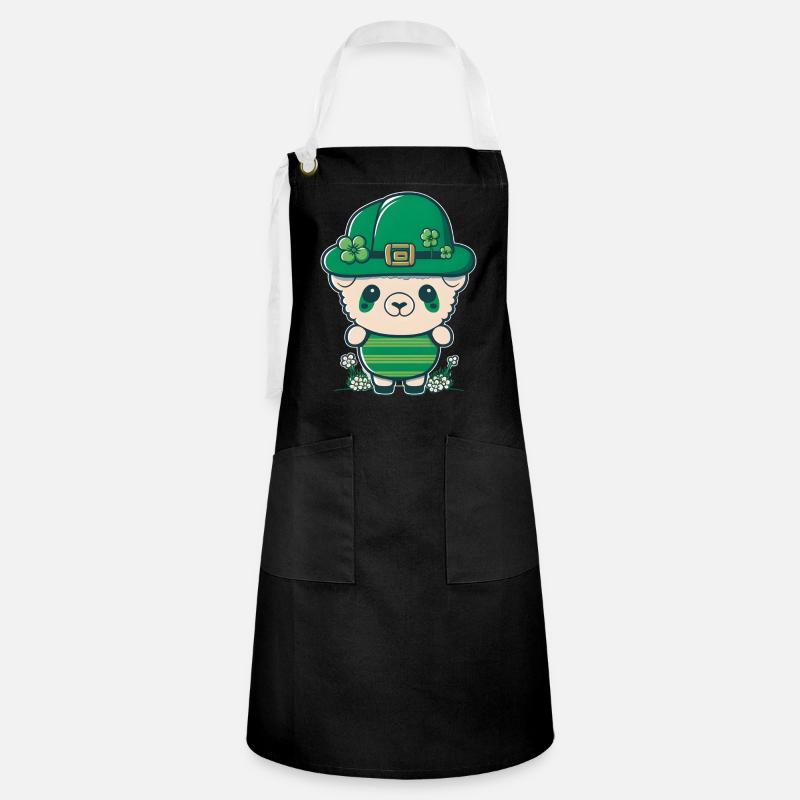 Sharp avec un chapeau vert et des trèfles - Tablier contrasté - noir/blanc