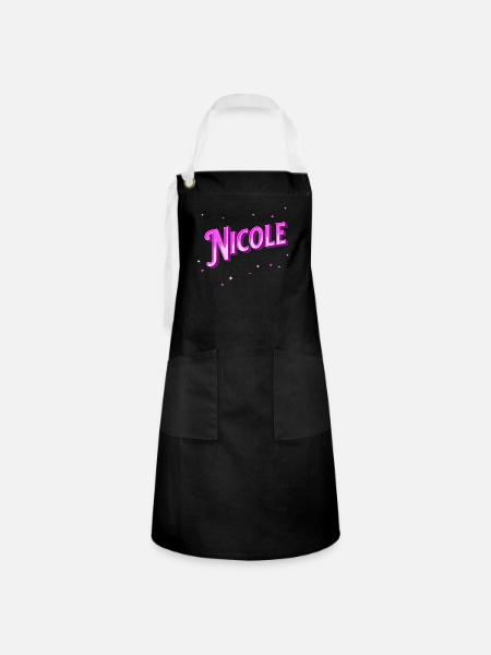 Nicole Namen personalisiert - Kontrastschürze - Schwarz/Weiß
