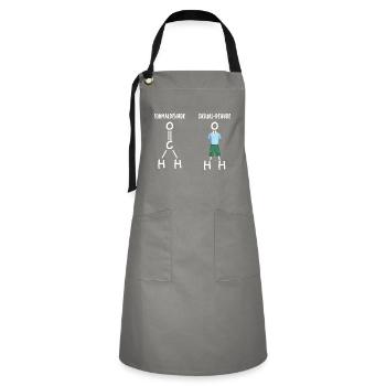 Chemie Lehrer | Chemiker Wissenschaft Geschenkidee - Kontrastschürze - Grau/Schwarz - Vorne - Zoe (177cm)