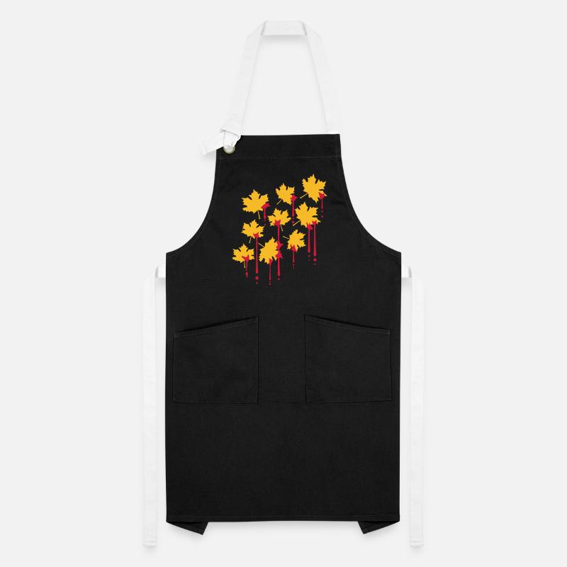 graffiti blood drops red maple leaf pattern tart Artisan Apron