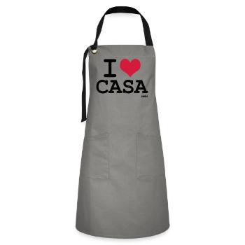 j'aime Casablanca - couleurs personnalisables - Tablier contrasté - gris/noir - Devant - Zoe (177cm)