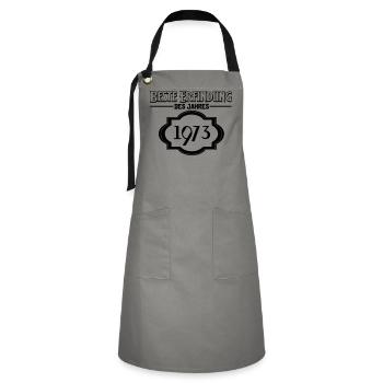 Beste Erfindung des Jahres 1973 Geschenk - Kontrastschürze - Grau/Schwarz - Vorne - Zoe (177cm)