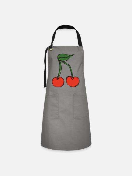 kirsche cherry - Kontrastschürze - Grau/Schwarz