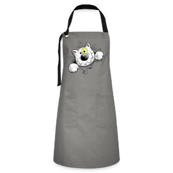 Crazy Cat - Tablier contrasté - gris/noir - Devant - Zoe (177cm)