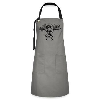 Kellnerin im Dirndl mit Biertablett - Kontrastschürze - Grau/Schwarz - Vorne - Zoe (177cm)