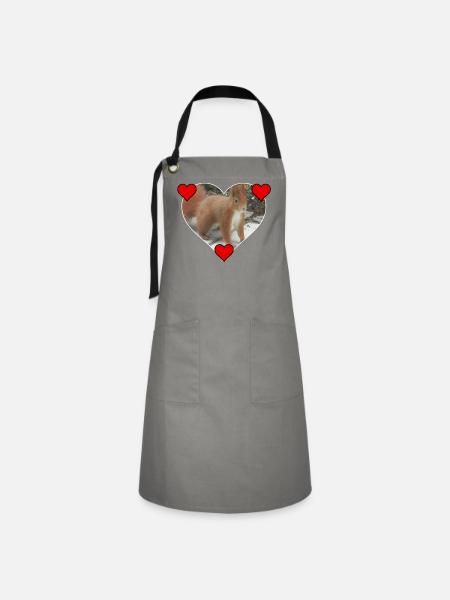 Eichhörnchen Squirrel Liebe Love Herz - Kontrastschürze - Grau/Schwarz