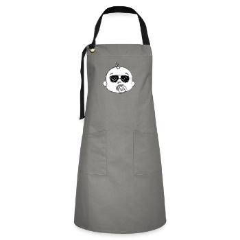 Geschenkidee, lustig, Familie, Baby, Spaß, cool, Weihnachten - Kontrastschürze - Grau/Schwarz - Vorne - Zoe (177cm)