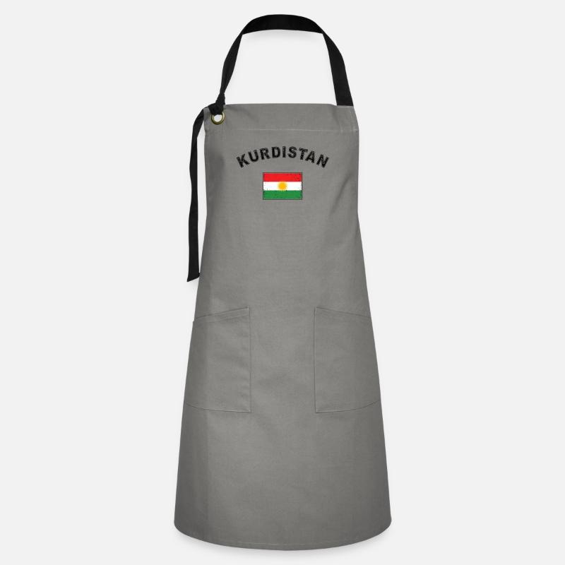 Drapeau drapeau kurde Kurdistan drapeau - Tablier contrasté - gris/noir