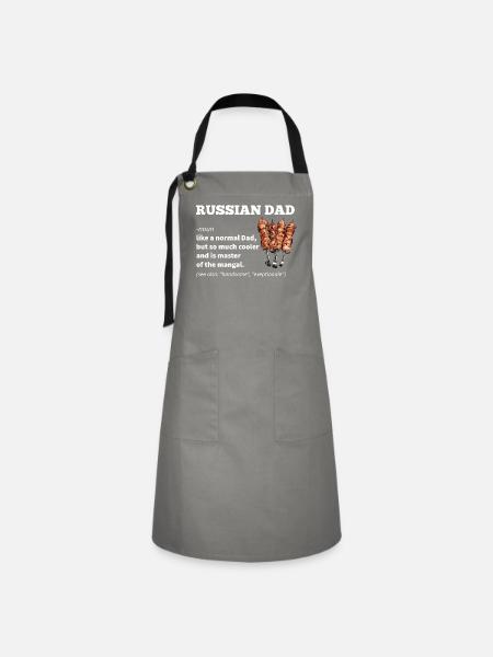 Russischer Vater Geschenk - Kontrastschürze - Grau/Schwarz