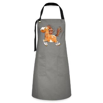 Flottes Pferd I Pferdemotiv Fun - Kontrastschürze - Grau/Schwarz - Vorne - Zoe (177cm)